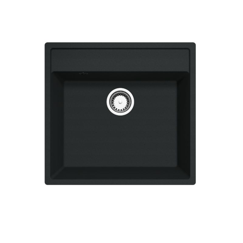 Zlewozmywak granitowy GranMaster Magma 540x520x204 mm, jednokomorowy bez ociekacza, czarny metalik 1 szt.