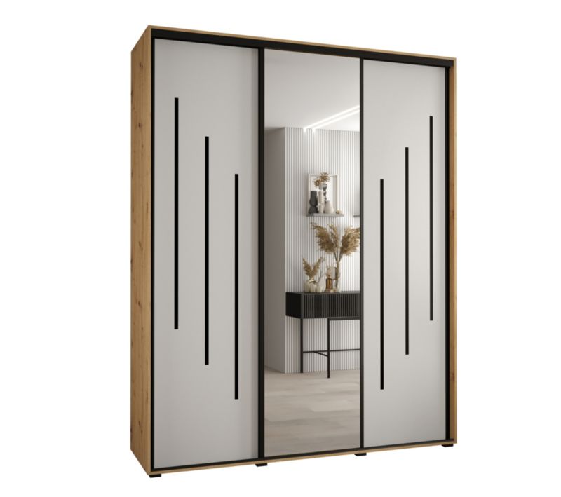 Szafa przesuwna Abiks DAVOS 9 wysoka szer.200cm gł.45cm artisan/biały/czarny 1szt.
