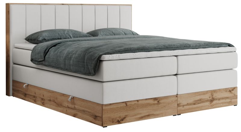 Łóżko kontynentalne MKS Meble BELLISSIMO KING 160x200 H4 biały ekoskóra 1szt.