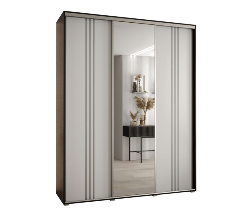 Szafa przesuwna Abiks DAVOS 7 wysoka szer.200cm gł.45cm czarny/biały/srebrny 1szt.