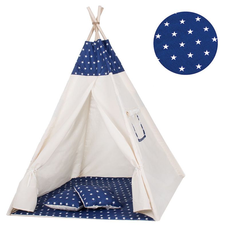 Namiot Tipi dla dzieci Springos granatowy w gwiazdki XXL 1 szt.