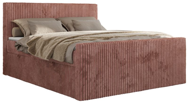 Łóżko kontynentalne MKS Meble TILIANO DUO 160x200 H3 różowy sztruks 1szt.