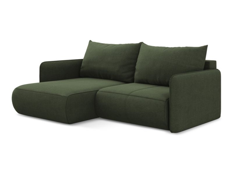 Narożnik lewostronny z funkcją spania Makamii Nanea z tkaniny strukturalnej 207x148 cm oliwkowy 1 szt.