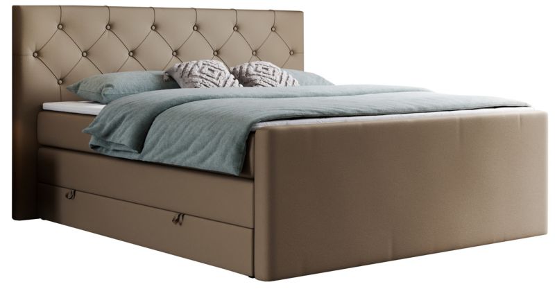 Łóżko kontynentalne MKS Meble KING VELEN 180x200 H4 brązowy ekoskóra 1szt.