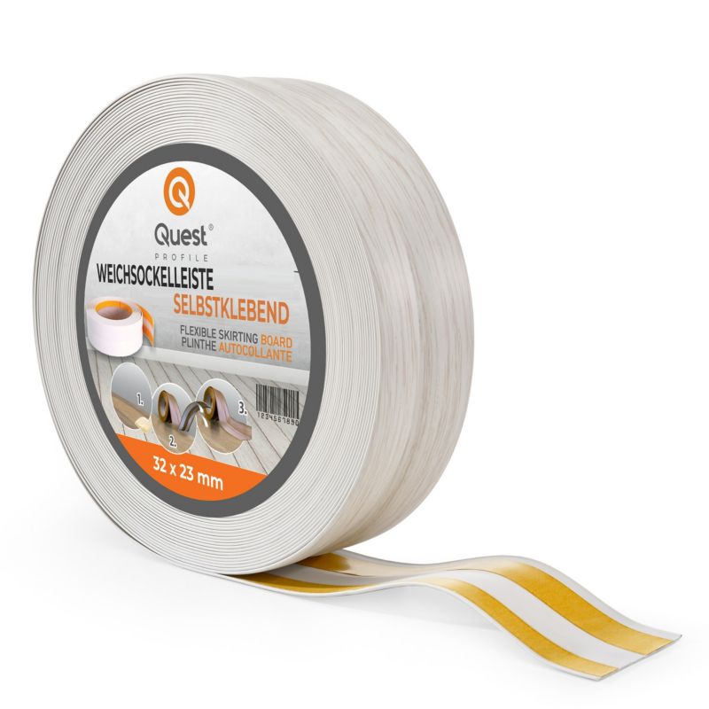 Listwa przypodłogowa PCV 32x23mm, QUEST, samoprzylepna elastyczna, miękka listwa podłogowa, cokołowa, brzoza, 15m