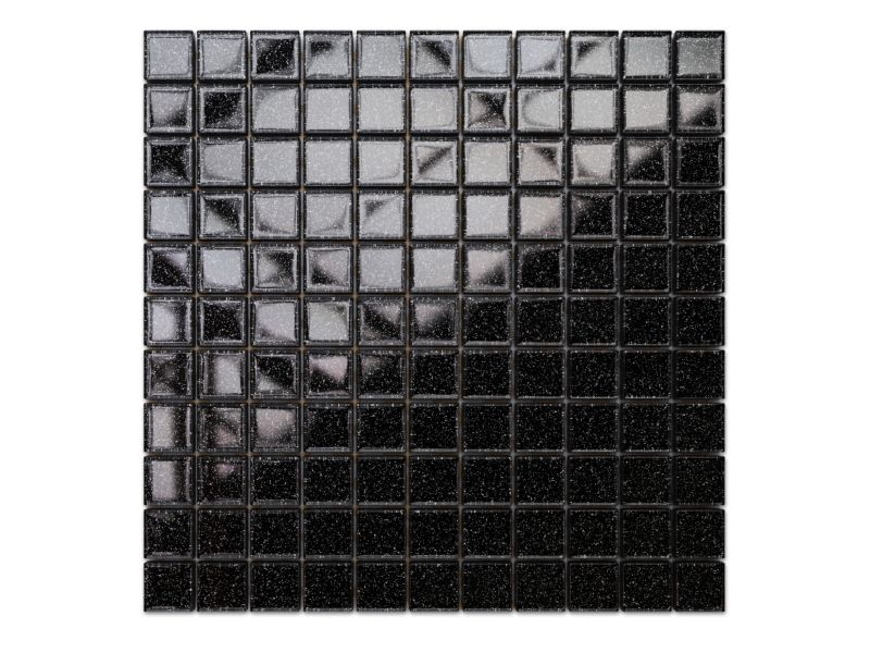 Mozaika szklana Ilcom czarna nero brokat srebrny 30x30cm 1 szt.
