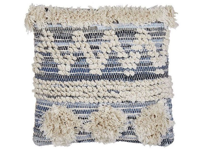 Poduszka dekoracyjna Eytelia Boucle 45 x 45 cm Geometryczny Tuftowany Niebieski 1 szt.