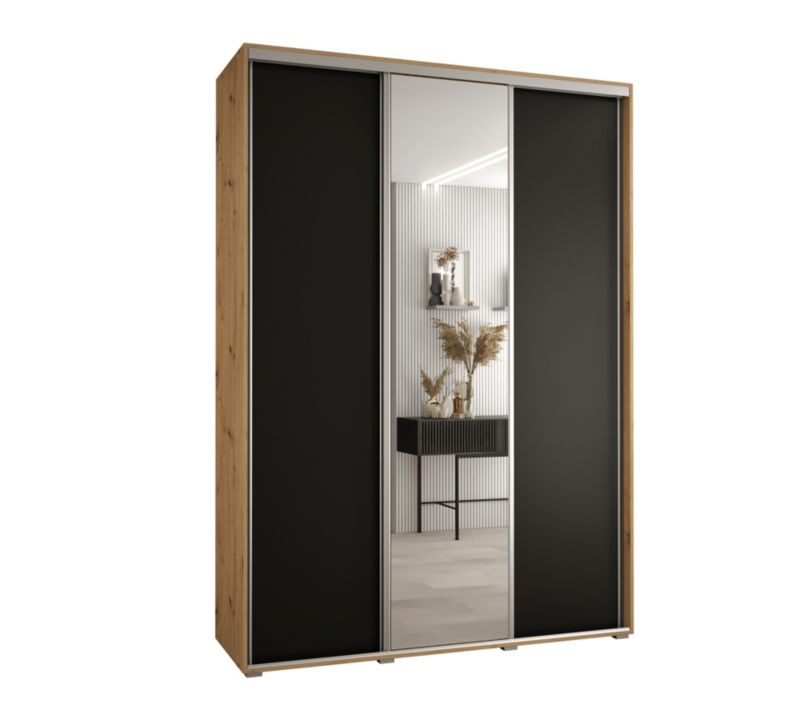 Szafa przesuwna Abiks DAVOS 3 wysoka szer.180cm gł.60cm artisan/czarny/srebrny 1szt.