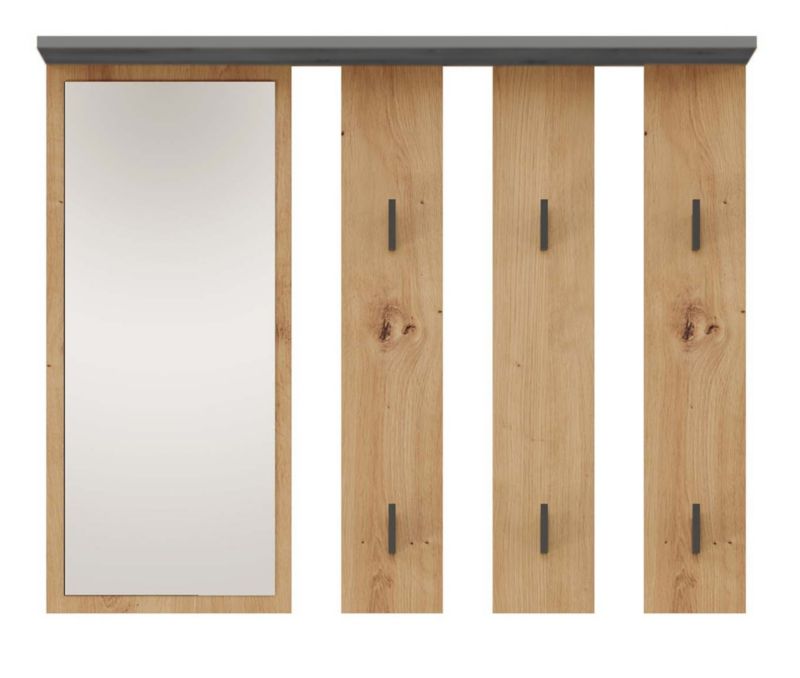 Wieszak Topeshop Parma Antracyt Dąb Artisan z Lustrem i Półką 15x100x81,5 cm 1 szt.