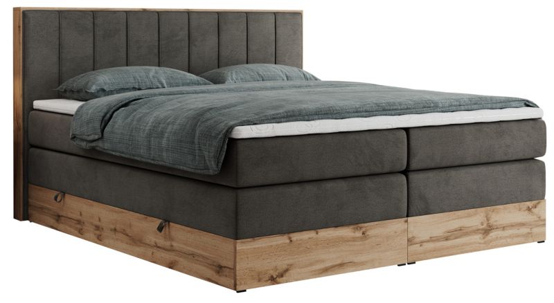 Łóżko kontynentalne MKS Meble BELLISSIMO KING 140x200 H4 ciemnoszary welwet 1szt.