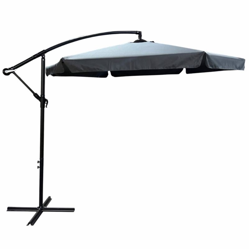 Wodoodporny parasol ogrodowy i tarasowy CYNIA w kolorze ciemnoszarym waga 11,7 kg wymiary 300x300x245 cm 1 szt.
