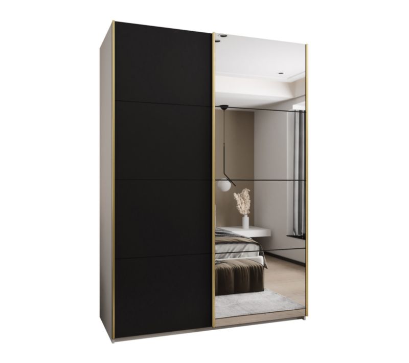 Szafa przesuwna Abiks LUX 3 wysoka szer.170cm biały/czarny/złoty 1szt.