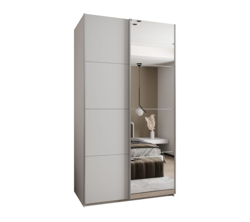Szafa przesuwna Abiks LUX 3 wysoka szer.130cm biały/biały/srebrny 1szt.