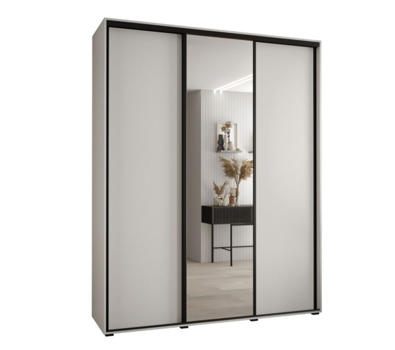 Szafa przesuwna Abiks DAVOS 3 wysoka szer.200cm gł.60cm biały/biały/czarny 1szt.