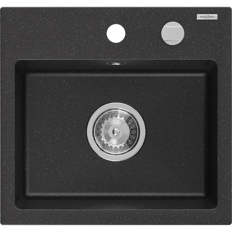 Zlewozmywak wpuszczany Mexen Milo 1-komorowy czarno-srebrny 435x410 mm 1 szt.