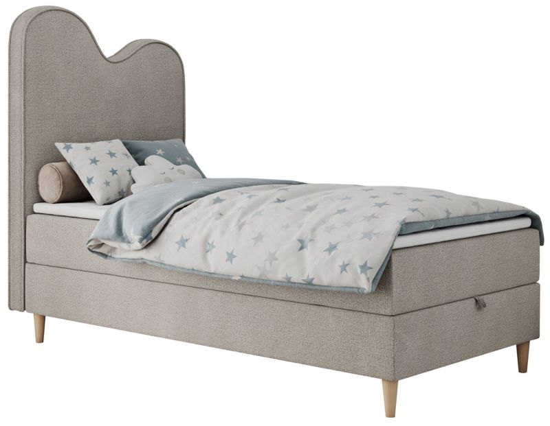 Łóżko młodzieżowe MKS Meble FLOW 90x180 H3 beżowy struktura topper Visco 1szt.