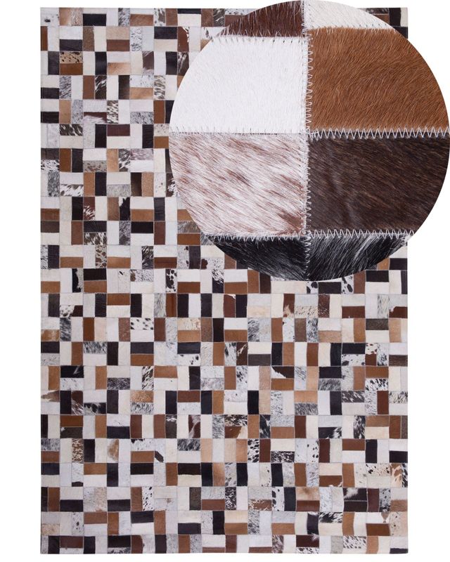 Dywan patchwork skórzany 160 x 230 cm brązowo-beżowy Cesme 1 szt.