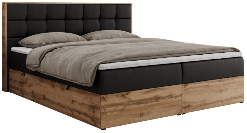 Łóżko kontynentalne MKS Meble ALBERO 1 140x200 H4 Czarny ecoskóra 1szt.