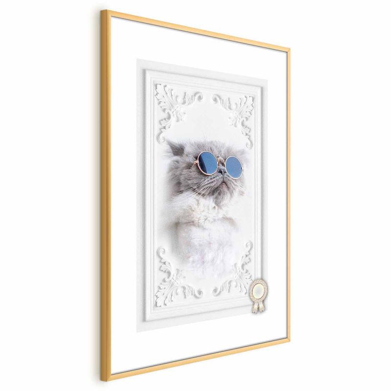 Plakat Artgeist Kot w okularach 40x60 cm z ramą złotą 1 szt