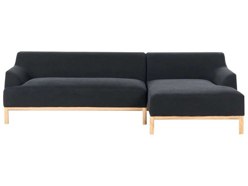 Sofa narożna lewostronna Sosjo Czarny Tkanina Lewostronny 1 szt.