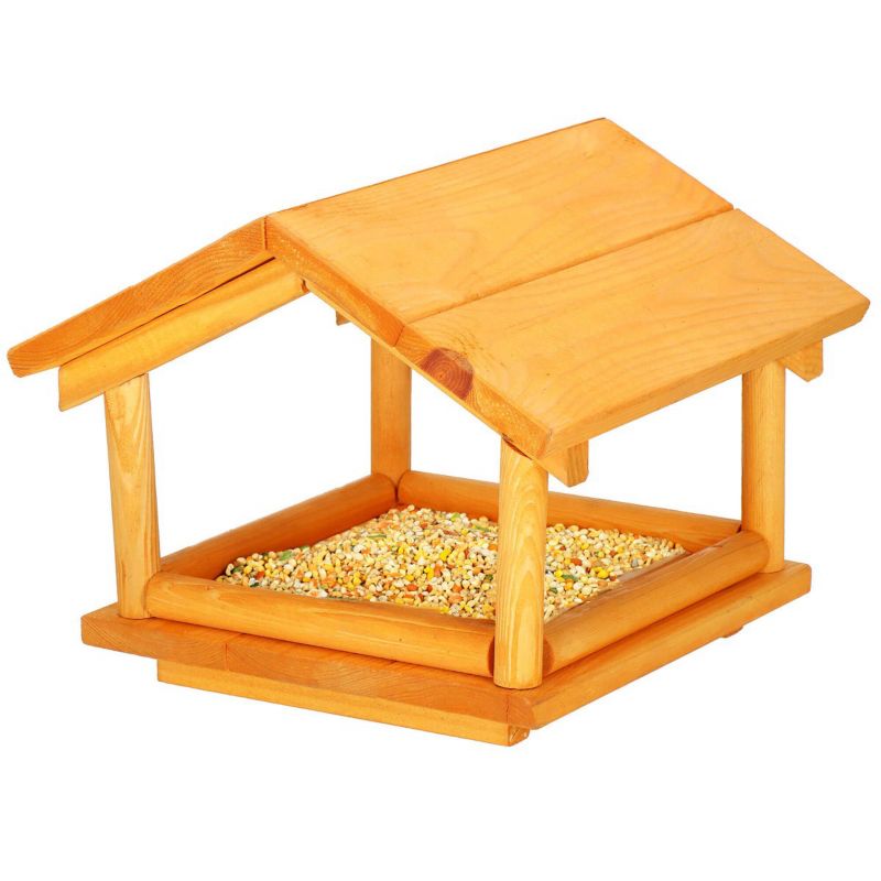 Karmnik dla ptaków drewniany Springos rozm. M 25x31x30,5 cm jasnobrązowy 1 szt.