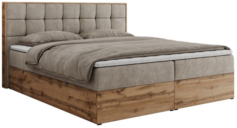 Łóżko kontynentalne MKS Meble ALBERO 1 120x200 H3 Beżowy struktura 1szt.