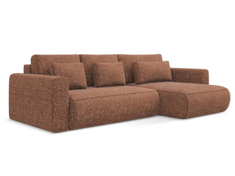 Narożnik prawostronny z funkcją spania Makamii Kapua z tkaniny plecionej 278x149 cm terakota 1 szt.