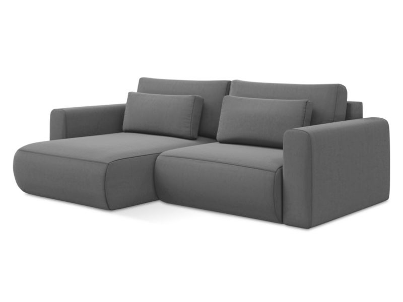Narożnik lewostronny z funkcją spania Makamii Kapua z weluru 240x149 cm szary 1 szt.