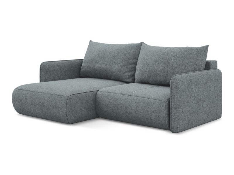 Narożnik lewostronny z funkcją spania Makamii Nanea z tkaniny szenilowej 207x148 cm jeans 1 szt.
