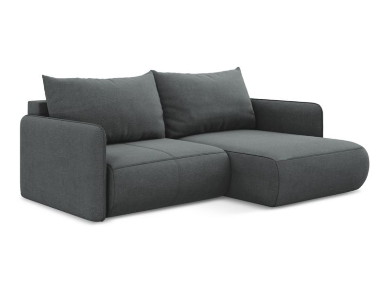 Narożnik prawostronny z funkcją spania Makamii Nanea z tkaniny strukturalnej 207x148 cm szary 1 szt.