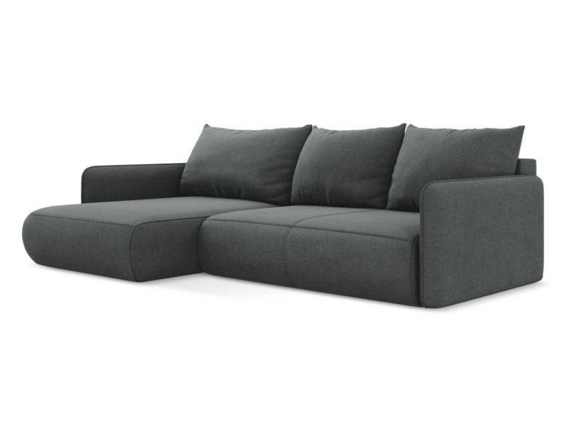 Narożnik lewostronny z funkcją spania Makamii Nanea z tkaniny strukturalnej 240x148 cm szary 1 szt.