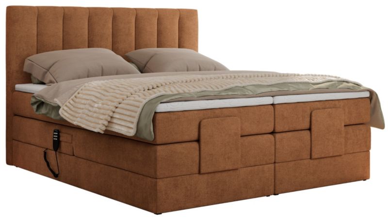 Łóżko kontynentalne MKS Meble COMFORTO 160x200 H4 Pomarańczowy struktura 1szt