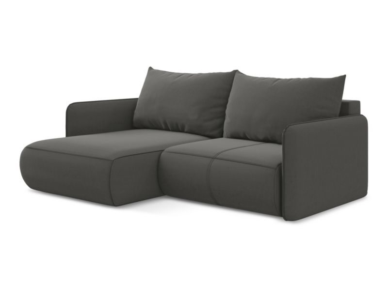 Narożnik lewostronny z funkcją spania Makamii Nanea z weluru 207x148 cm stalowy 1 szt.