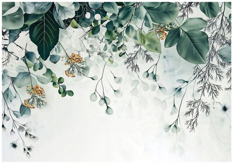 Tapeta Na Flizelinie Ścianę WALLARENA 350x250 cm Fototapeta Do Sypialni Salonu Kuchni Liście Zielone Natura 1 szt.