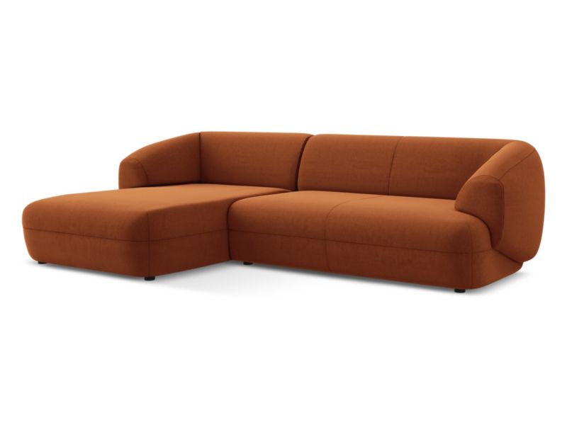 Narożnik lewostronny Makamii Moana z weluru 280x156 cm terakota 1 szt.