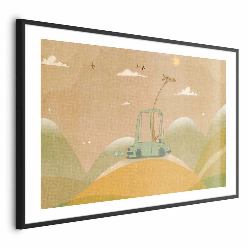 Plakat Artgeist Podróżująca żyrafa 90x60 cm z ramą czarną 1 szt