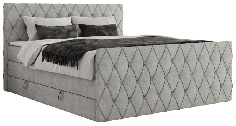 Łóżko kontynentalne MKS Meble MIREN KING DUO 200x200 H3 Jasnoszary struktura 1szt.