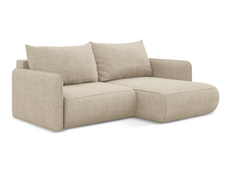 Narożnik prawostronny z funkcją spania Makamii Nanea z tkaniny szenilowej 207x148 cm ciemny beż 1 szt.