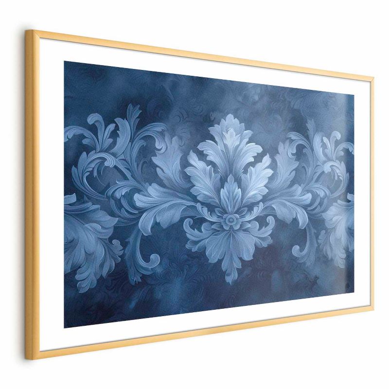 Plakat Artgeist Błękitny ornament 90x60 cm z ramą złotą 1 szt