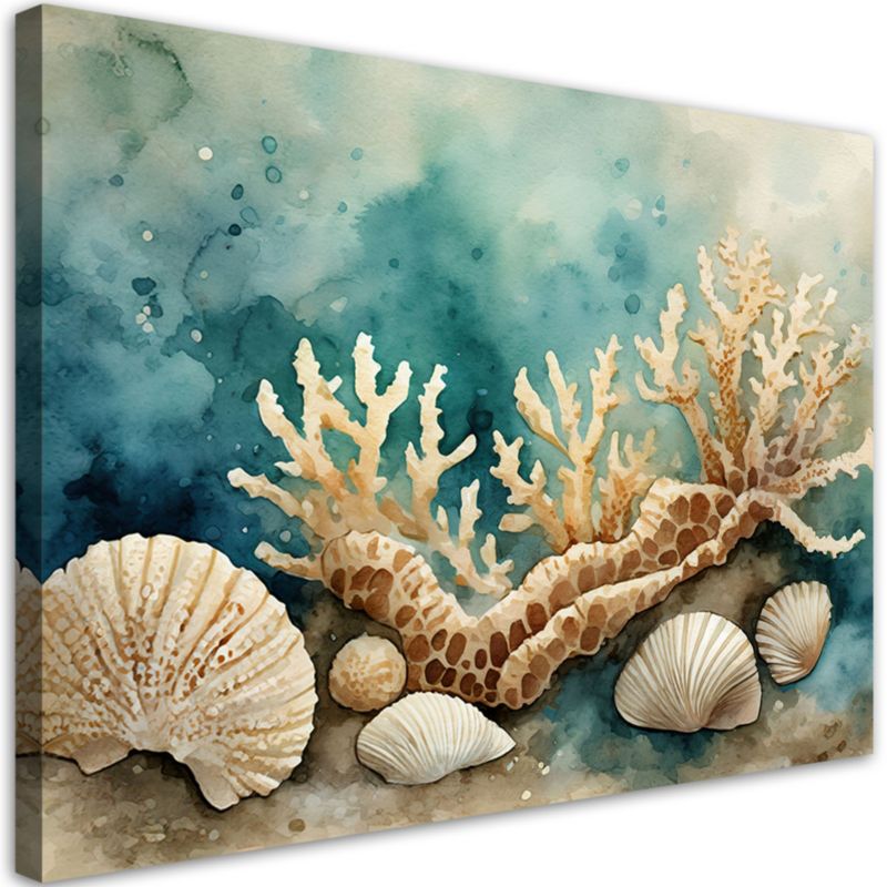 Obraz do salonu łazienki Feeby Muszle Rozgwiazdy Ocean Turkusowy 100x70 cm 1szt