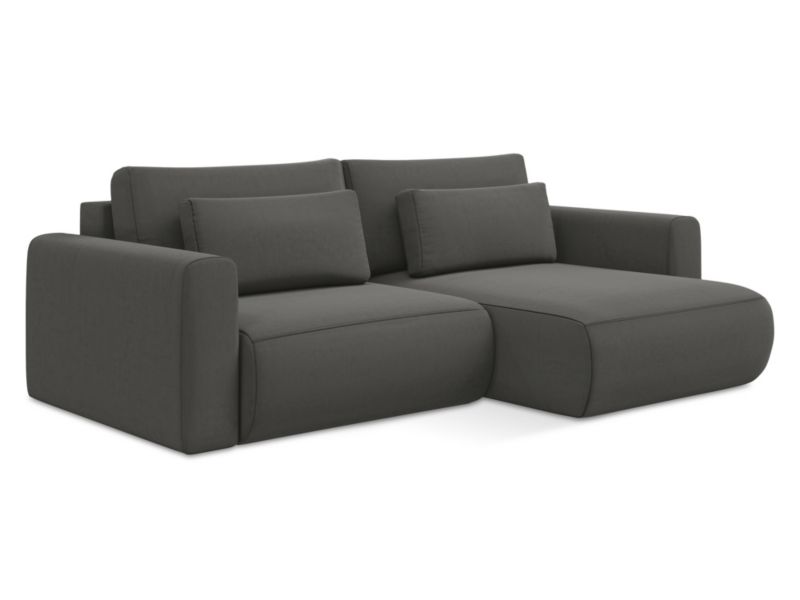 Narożnik prawostronny z funkcją spania Makamii Kapua z weluru 240x149 cm stalowy 1 szt.