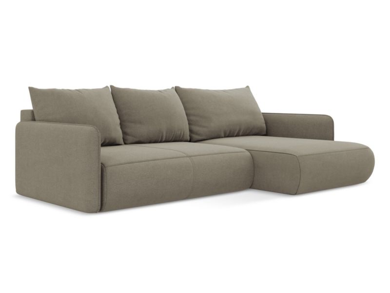 Narożnik prawostronny z funkcją spania Makamii Nanea z tkaniny strukturalnej 240x148 cm ciemny beż 1 szt.