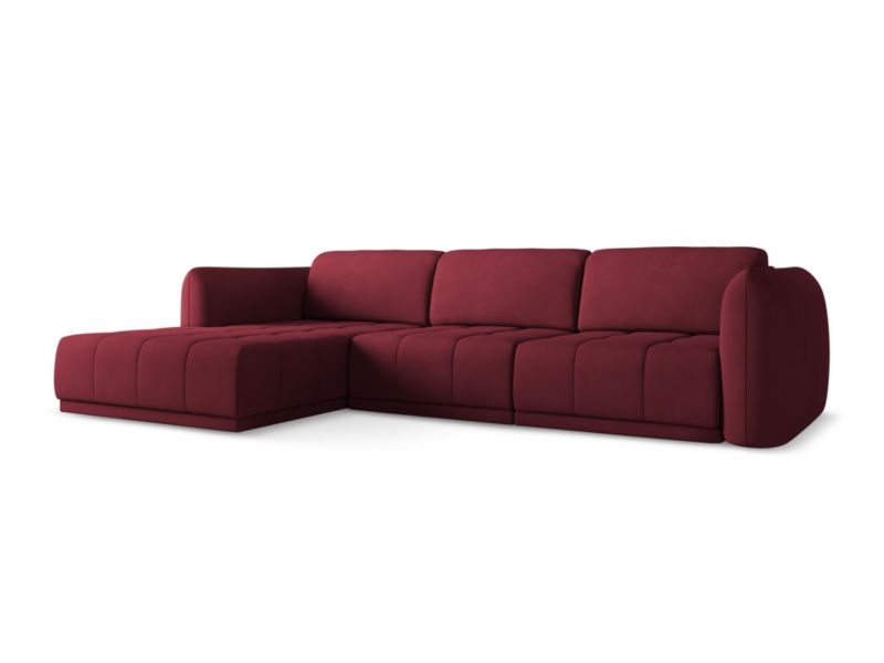 Narożnik lewostronny Makamii Hoku z tkaniny szenilowej 290x170 cm bordo 1 szt.
