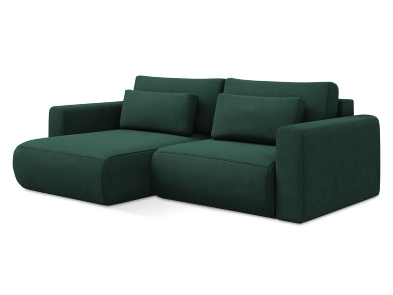 Narożnik lewostronny z funkcją spania Makamii Kapua z tkaniny strukturalnej 240x149 cm butelkowa zieleń 1 szt.