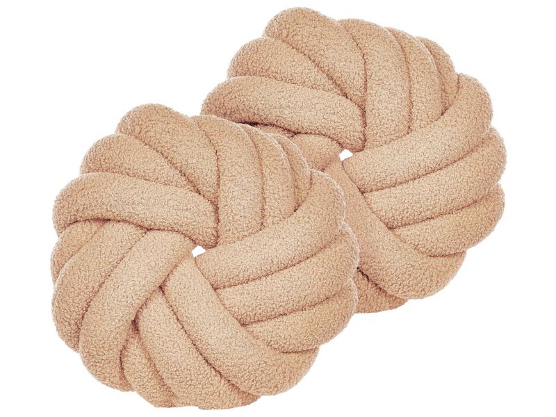 Zestaw 2 poduszek Jednolity Akola Boucle 31 x 31 cm Piaskowy 1 par.