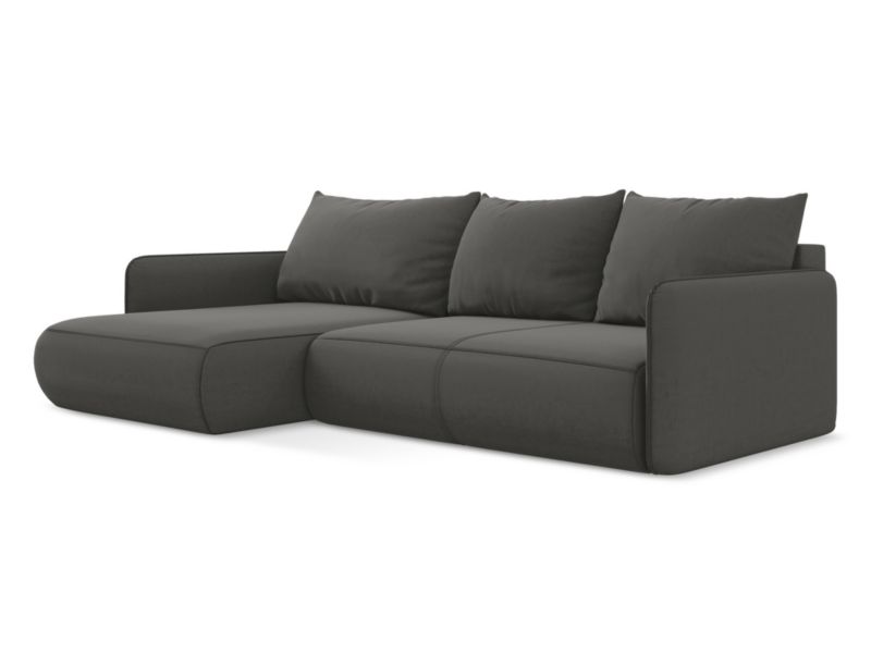 Narożnik lewostronny z funkcją spania Makamii Nanea z weluru 240x148 cm stalowy 1 szt.