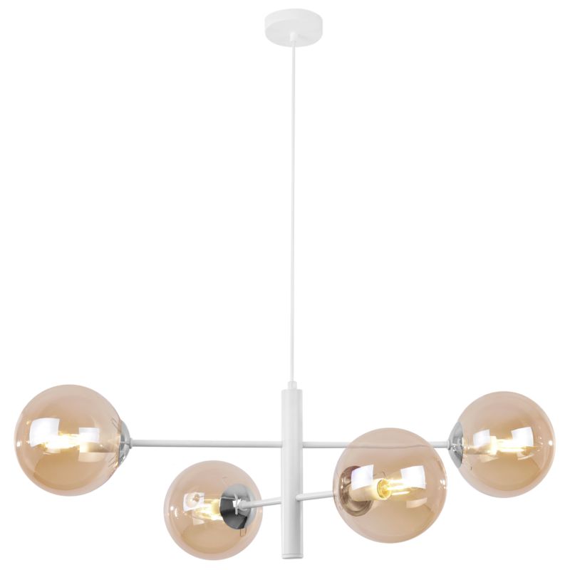 Lampa sufitowa wisząca Light Home LH Siena 4x E14 40W biały/chrom klosz miodowy 1szt.