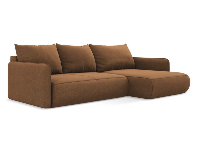 Narożnik prawostronny z funkcją spania Makamii Nanea z tkaniny strukturalnej 240x148 cm terakota 1 szt.