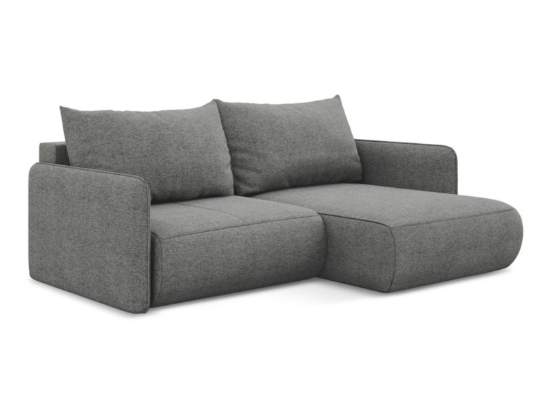Narożnik prawostronny z funkcją spania Makamii Nanea z tkaniny szenilowej 207x148 cm słoniowy 1 szt.