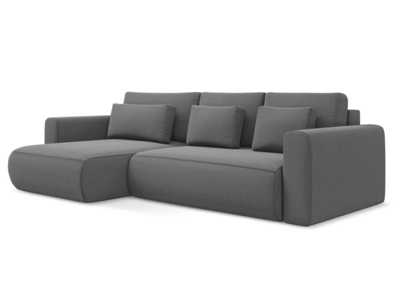 Narożnik lewostronny z funkcją spania Makamii Kapua z weluru 278x149 cm szary 1 szt.